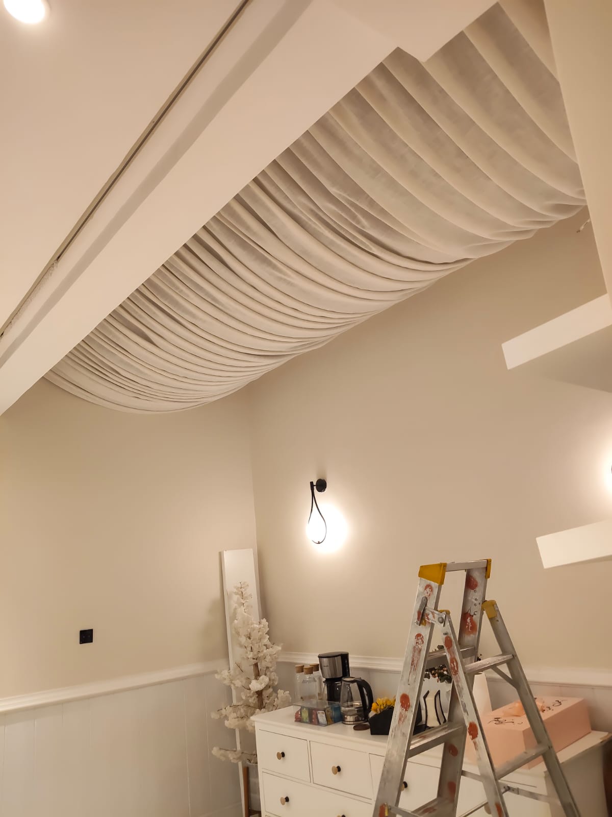Skylight curtain shading a courtyard