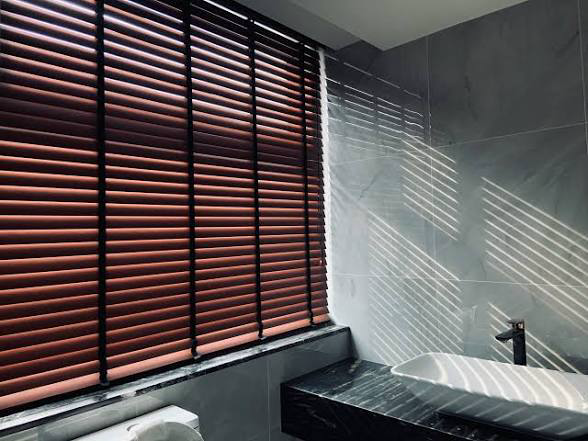 Wooden blinds installed in a Riyadh home